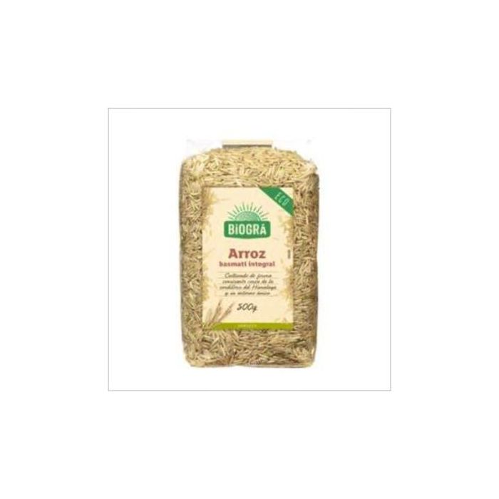BIOGRA Arroz Basmati Integral Bio 500g, Textura Suelta y Sabor Perfumado, Ideal Sopas y Ensaladas
