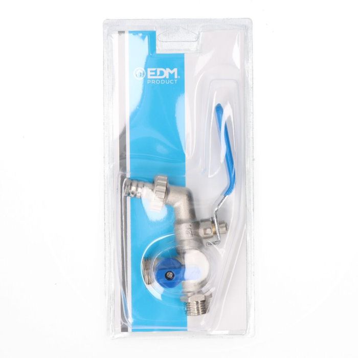 Edm Grifo de esfera doble salida con codo 1/2" x 3/4" x 3/4" Cromado 1