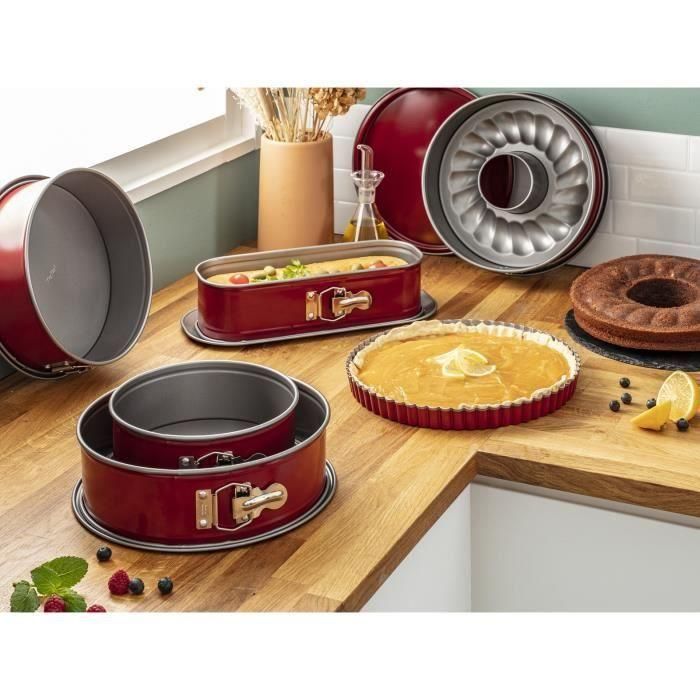 TEFAL Molde de bisagra de acero Delibake - Ø 25 cm - Rojo y gris 4