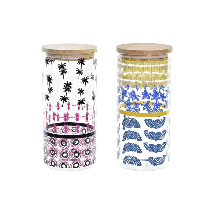 DKD Home Decor Bote Colonial Azul Turquesa de Borosilicato y Bambú 1400ml, Apto Lavavajillas, 10x22x10cm (Pack 12 Unidades) DKD Home Decor Bote Colonial Azul Turquesa de Borosilicato y Bambú 1400ml, Apto Lavavajillas, 10x22x10cm (Pack 12 Unidades)