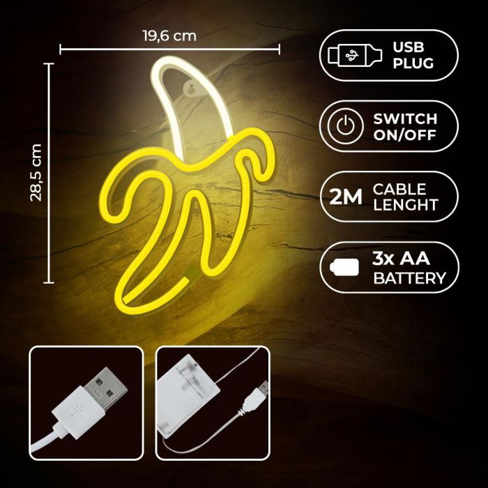Forever Lámpara Neon LED Banana Blanco/Amarillo - Decoración Moderna con Tecnología LED 2