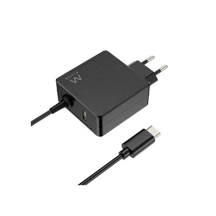 Ewent EW3978 Cargador de Pared USB-C 65W Power Delivery + USB-A para Portátil, Smartphone y Tablet, Carga Rápida, Cable 1.5m Negro Ewent EW3978 Cargador de Pared USB-C 65W Power Delivery + USB-A para Portátil, Smartphone y Tablet, Carga Rápida, Cable 1.5m Negro