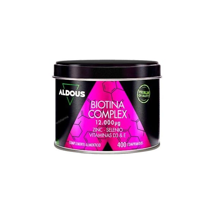 Aldous Bio Biotina con Zinc, Selenio, Vitamina D3 y Vitamina E 400 Comprimidos