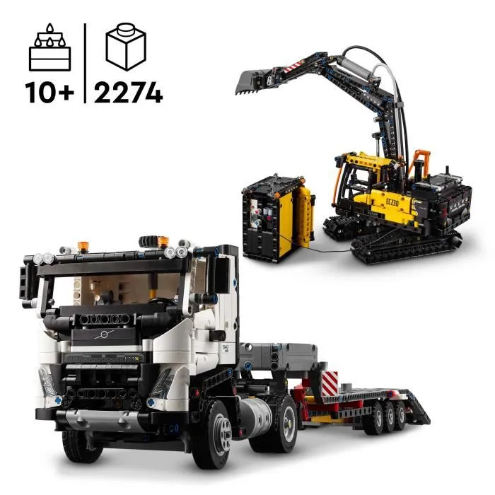 LEGO 42175 Camión Volvo FMX y Excavadora Eléctrica EC230 Set de Vehículos