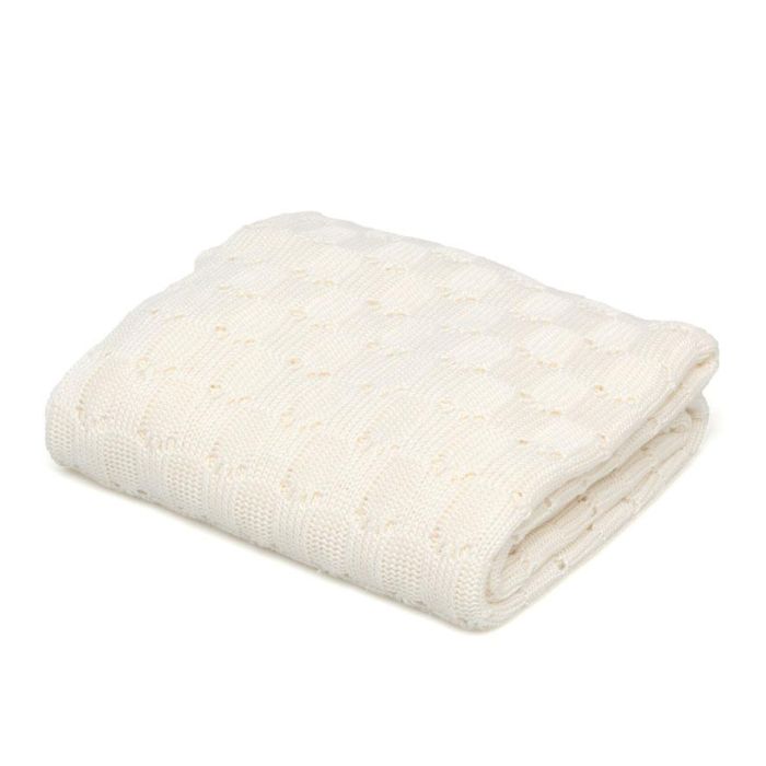 KioKids - Manta de Bebé de Bambú 100% Natural, Térmica y Suave, Certificado Oeko-Tex, Ecológica, Tamaño 80x110 cm, Ideal para Recién Nacido (+0 Meses), Color Blanco Crudo