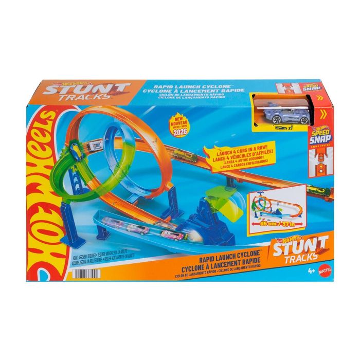 Hot Wheels JHK73 Pista Ciclón de Lanzamiento Rápido Doble Circuito Acrobático para Coches 1:64 1