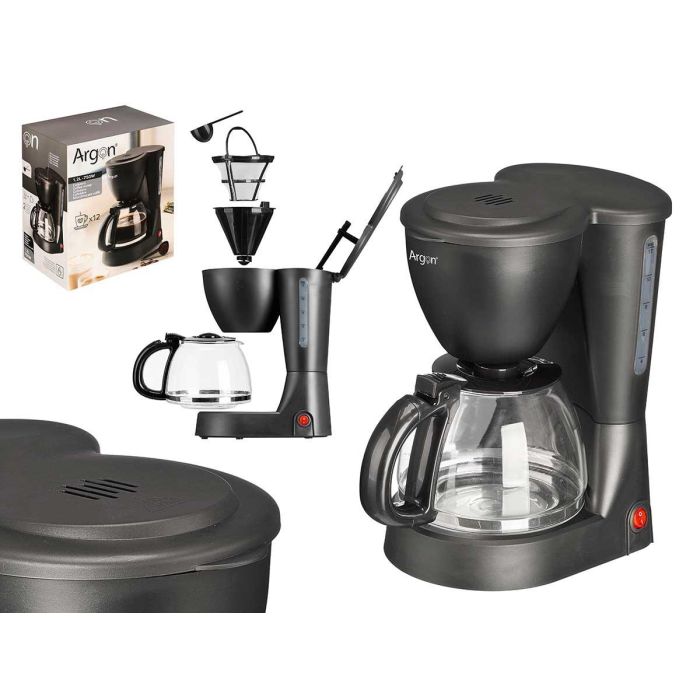 Argon Cafetera de Vaso Filtro 12 Tazas 750W 1.2L Negra y Transparente 16.5x29.3x23.7 cm (6 Unidades) Argon Cafetera de Vaso Filtro 12 Tazas 750W 1.2L Negra y Transparente 16.5x29.3x23.7 cm (6 Unidades)