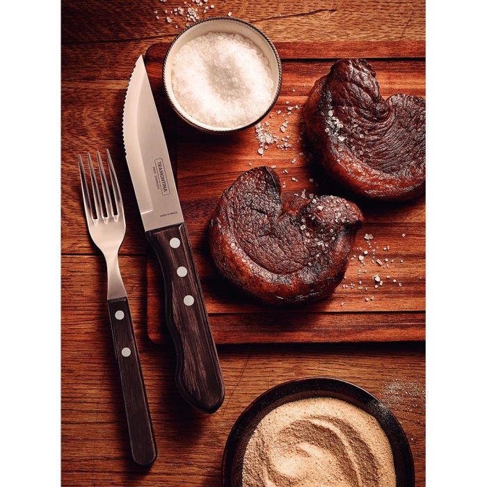 Tramontina Cuchillos de Asado Jumbo Polywood Castaño 12,7 cm 4 Piezas 5