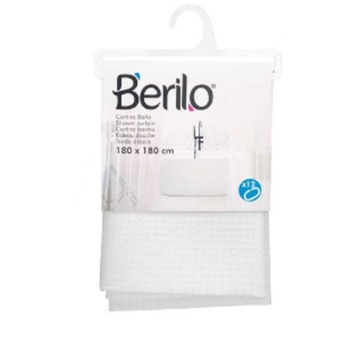Cortina de Ducha Berilo SC-POLY-UD1-WHITE Blanco Poliéster 180 x 180 cm Puntos (12 Unidades) 3 Cortina de Ducha Berilo SC-POLY-UD1-WHITE Blanco Poliéster 180 x 180 cm Puntos (12 Unidades) 3