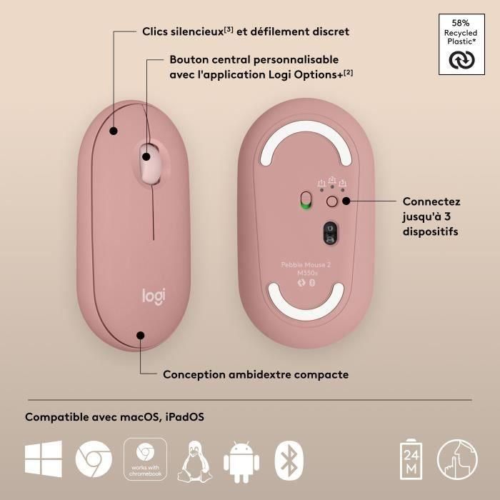 Logitech Ratón Inalámbrico Pebble Mouse 2 M350S, Ambidiestro, Plástico Reciclado, Bluetooth, 400-4000 DPI 5 Logitech Ratón Inalámbrico Pebble Mouse 2 M350S, Ambidiestro, Plástico Reciclado, Bluetooth, 400-4000 DPI 5