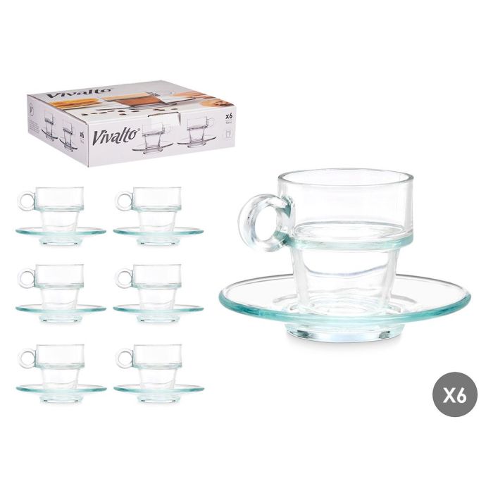 Taza Vidrio Cafe 90Ml Con Plato Vivalto 8X6CM (24 Unidades) Taza Vidrio Cafe 90Ml Con Plato Vivalto 8X6CM (24 Unidades)