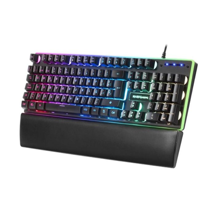 Mars Gaming Teclado Gaming MK320ES SemiMecánico H-Mechanical RED RGB con Reposamuñecas Ergonómico y 13 Modos de Iluminación 1