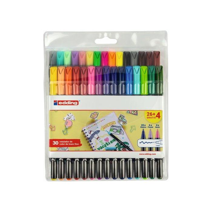 Rotulador Fibra Edding 1200 Clasicos, Neon Y Pastel Pack De 26+4
