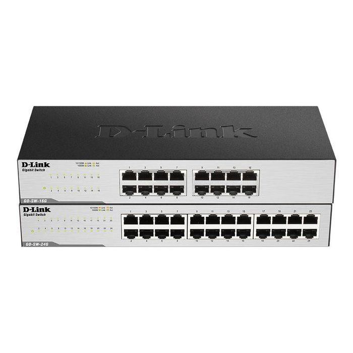 D-Link GO-SW-16G Conmutador de Red Gigabit 16 Puertos RJ-45 10/100/1000, Plug & Play, Silencioso con EEE 3