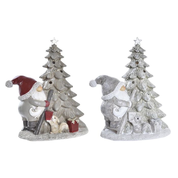 Figura Navidad Tradicional DKD Home Decor Rojo Gris 10 x 18 x 15 cm (2 Unidades)