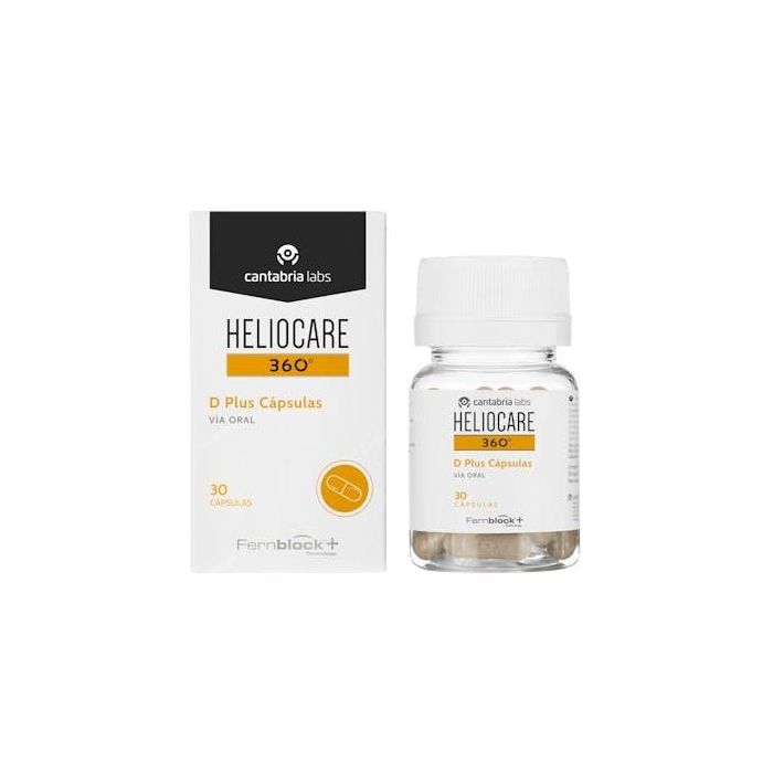 HELIOCARE 360° D PLUS Cápsulas Orales 30 Uds Fotoprotección Solar con Fernblock+, Vitaminas D, E y Niacinamida Sin Gluten