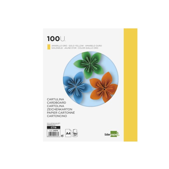 Cartulina Liderpapel A4 180 gr-M2 Oro Paquete De 100 Hojas 2