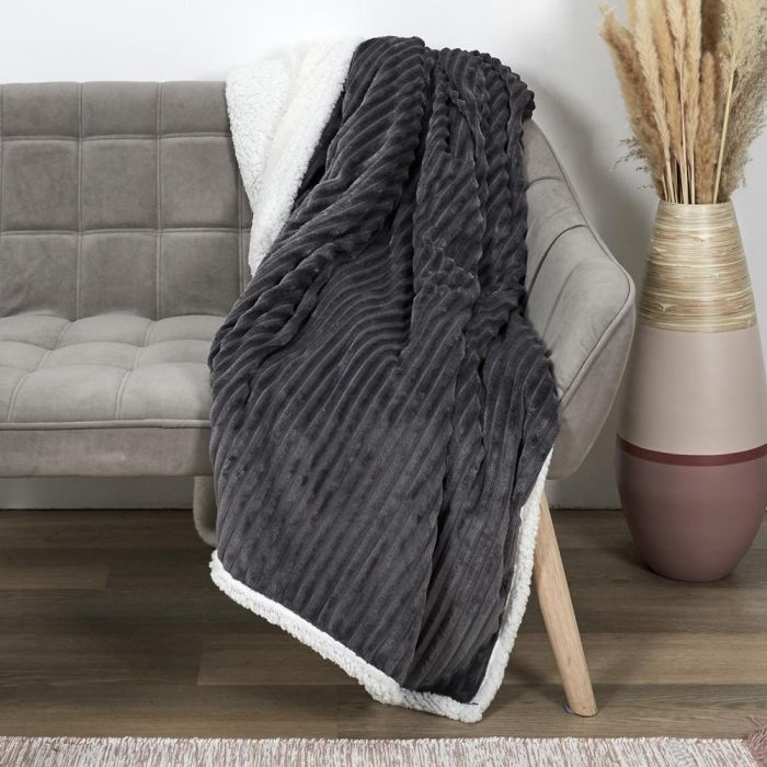 Home Deco Factory Manta Franela Gris 180x220 cm Cocooning Poliéster 1