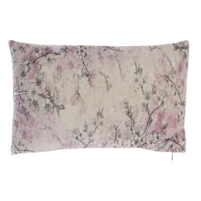 DKD Home Decor Cojín Oriental Beige Gris Flores 50x30x10 cm Poliéster (2 Unidades) con Cremallera