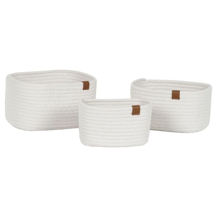 Cesta Moderno DKD Home Decor Blanco 20 x 14 x 25 cm Set de 3