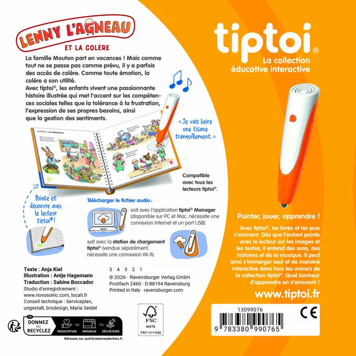 Ravensburger Tiptoi Libro Interactivo Lenny el Cordero y la Ira - Juego Educativo Electrónico sin Pantalla a Partir de 4 Años - Ref 13099076
