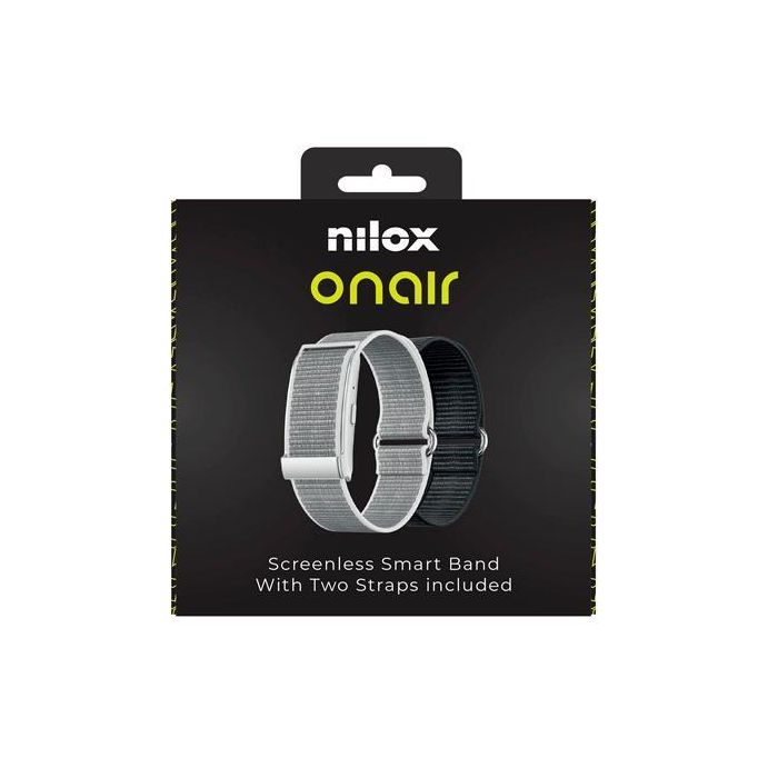 Nilox ONAIR Pulsera Inteligente Bluetooth Sin Pantalla Incluye Dos Pulseras Plata y Negro