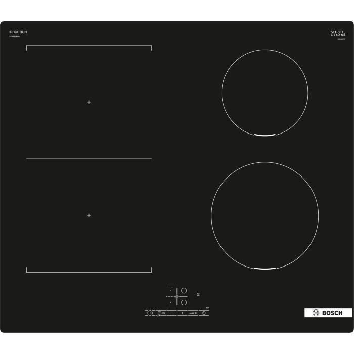 Placa de inducción de 60 cm - BOSCH SER4 - PVS611BB6E Negro - 4 fuegos Placa de inducción de 60 cm - BOSCH SER4 - PVS611BB6E Negro - 4 fuegos