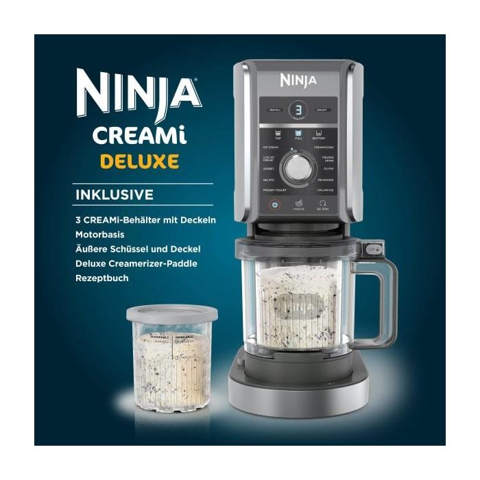 Ninja NC501EU Creami Deluxe Máquina de Helados y Batidos 2.1L con 3 Recipientes, Preparación de Sorbete, Negro/Plata 14 Ninja NC501EU Creami Deluxe Máquina de Helados y Batidos 2.1L con 3 Recipientes, Preparación de Sorbete, Negro/Plata 14