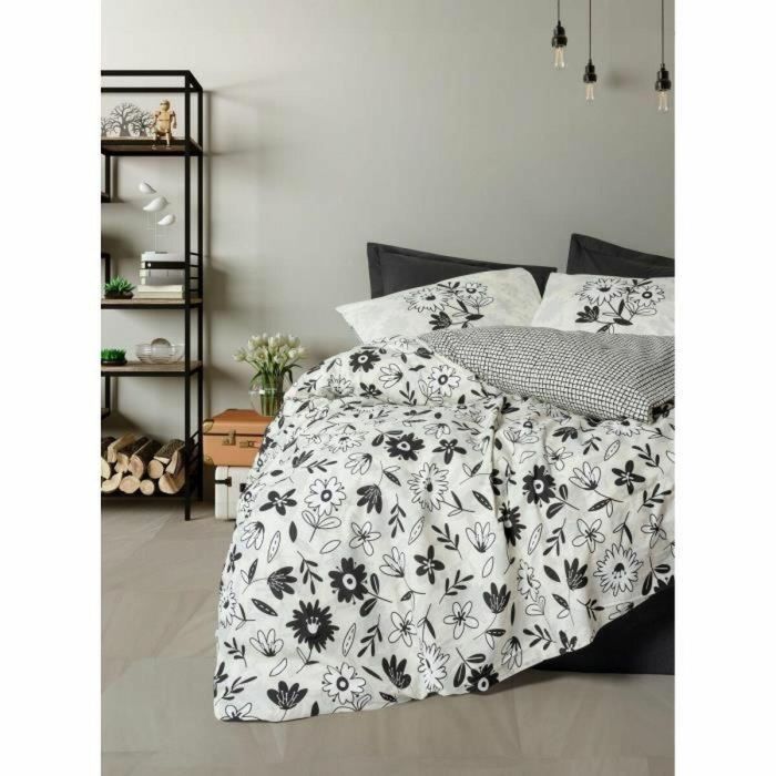 Juego de Cama 220x240 cm Negro con 2 Fundas de Almohada 60x60 cm 100% Algodón - ASI8684283425440