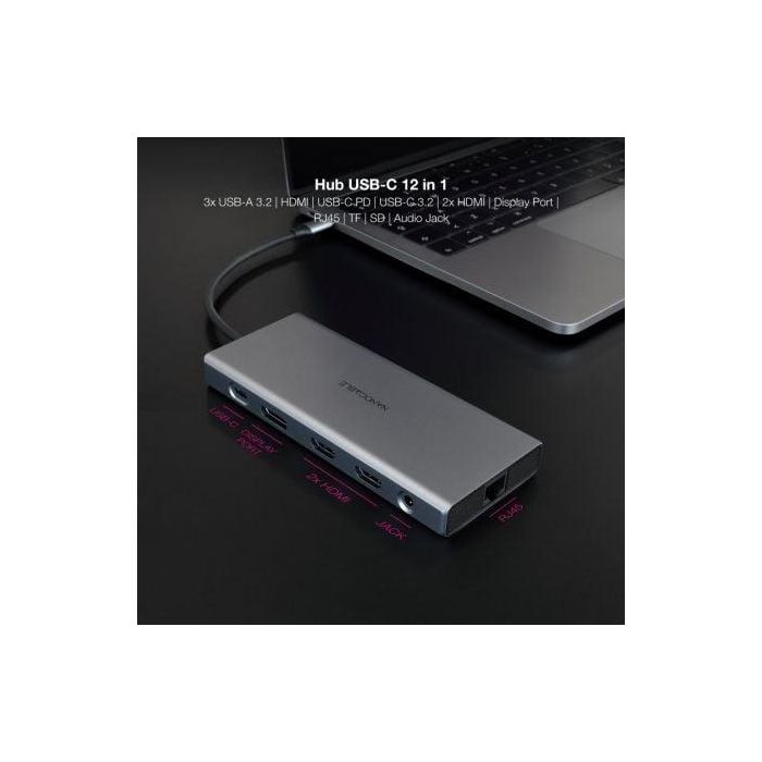 Hub USB NANOCABLE 10.16.4612 Gris 100 W 2