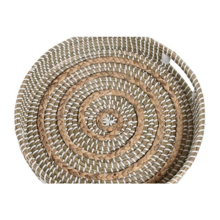 Bandeja Boho DKD Home Decor Natural 40 x 8 x 40 cm Set de 2 (2 Unidades) 2