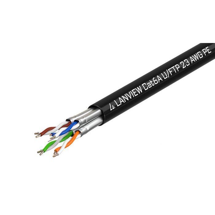 Lanview Cable de Red Cat6a U-FTP 500m Negro para Exterior, 4x2xAWG23 PE, Protección EMI/Crosstalk - Uso en Redes Estructuradas y Vigilancia Lanview Cable de Red Cat6a U-FTP 500m Negro para Exterior, 4x2xAWG23 PE, Protección EMI/Crosstalk - Uso en Redes Estructuradas y Vigilancia