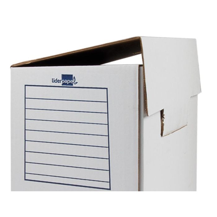 Caja Archivo Definitivo Liderpapel Folio Doble Ancho Carton Reciclado 325 gr-M2 Lomo 200 mm Blanco 367x200x251 mm 50 unidades 3