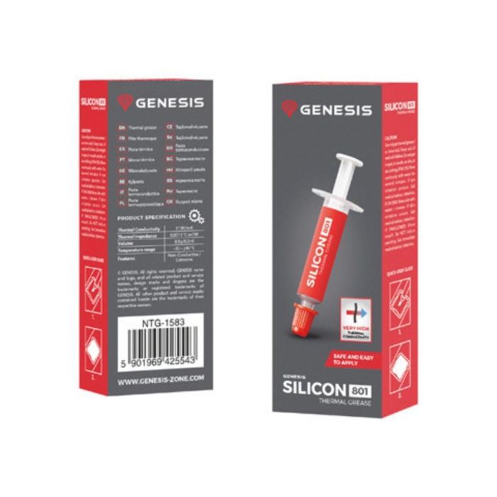 GENESIS SILICON 801 compuesto disipador de calor Pasta térmica 0,5 g 1 GENESIS SILICON 801 compuesto disipador de calor Pasta térmica 0,5 g 1