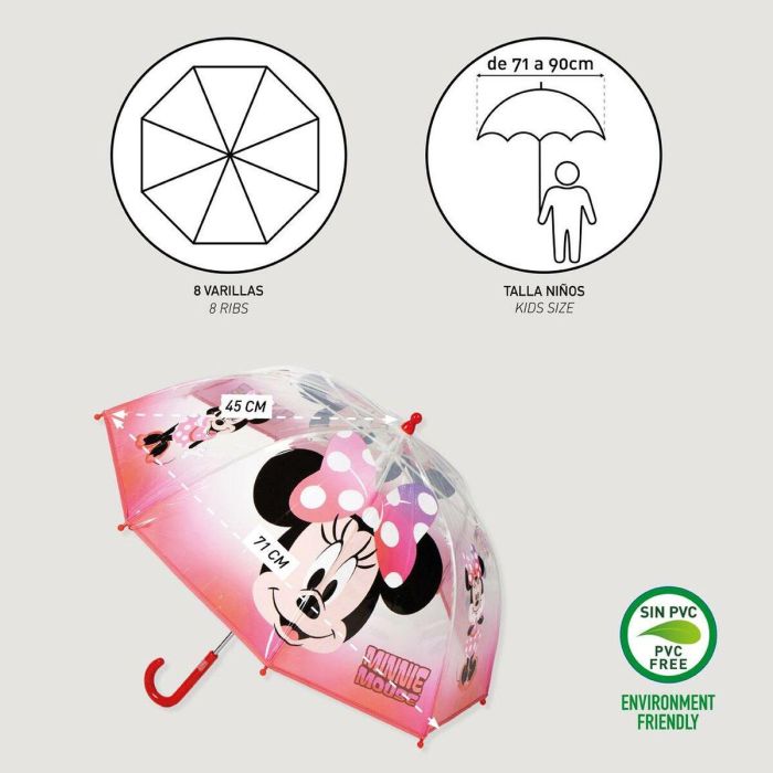 Cerdá Paraguas Manual Poe Burbuja Minnie Mouse 45 cm Rojo para Niños 3+ Años 1 Cerdá Paraguas Manual Poe Burbuja Minnie Mouse 45 cm Rojo para Niños 3+ Años 1