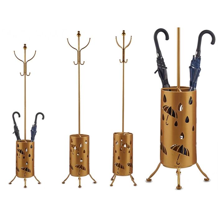 Perchero Paraguero Metal Redondo Dorado Giftdecor 44x185x44 cm Perchero Paraguero Metal Redondo Dorado Giftdecor 44x185x44 cm