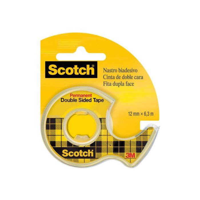 Scotch 7100276528 Cinta Adhesiva Doble Cara Permanente con Dispensador 12,7 mm x 6,3 m, Adhesión Fuerte, Transparente Scotch 7100276528 Cinta Adhesiva Doble Cara Permanente con Dispensador 12,7 mm x 6,3 m, Adhesión Fuerte, Transparente