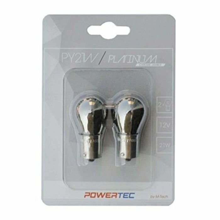 Powertec MTECPTZCH36-02B - Lámpara PY21W S25 BAU15s 12V 21W Cromo Naranja Platinum Antideslumbrante Cuarzo