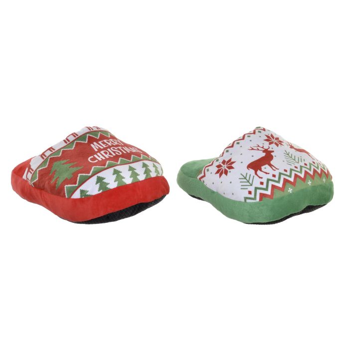 DKD Home Decor Calientapies Decoración Navideña Tradicional Verde Rojo 40 x 30 x 15 cm Poliéster Lote 4 Unidades Diseño Surtido