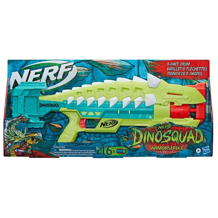 Nerf Lanzador Dinosquad Armorstrike F5855 con Diseño de Dinosaurio, Tambor Giratorio de 8 Dardos 2