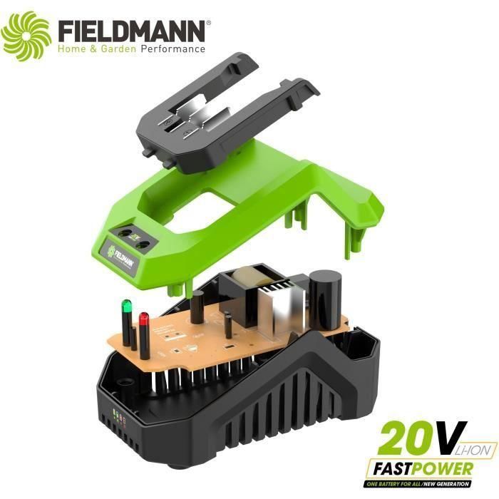 Cargador - FIELDMANN - Para batería de 20 V - Carga 2 Ah en 60 min - Compatible con 2 Ah, 4 Ah 2 Cargador - FIELDMANN - Para batería de 20 V - Carga 2 Ah en 60 min - Compatible con 2 Ah, 4 Ah 2