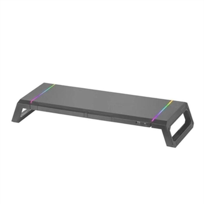 Mars Gaming MGS-One Soporte Monitor RGB Ajustable, USB 2.0, Soporte Móvil/Tablet y Cajón, Ergonómico, Negro