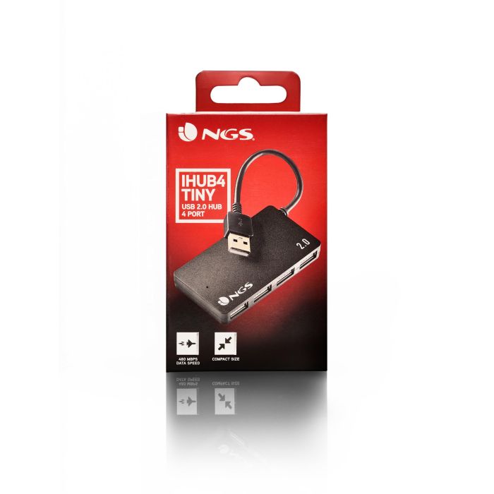 NGS IHUB4 TINY Hub USB 2.0 de 4 Puertos, Compacto y Plug & Play, Negro 6 NGS IHUB4 TINY Hub USB 2.0 de 4 Puertos, Compacto y Plug & Play, Negro 6