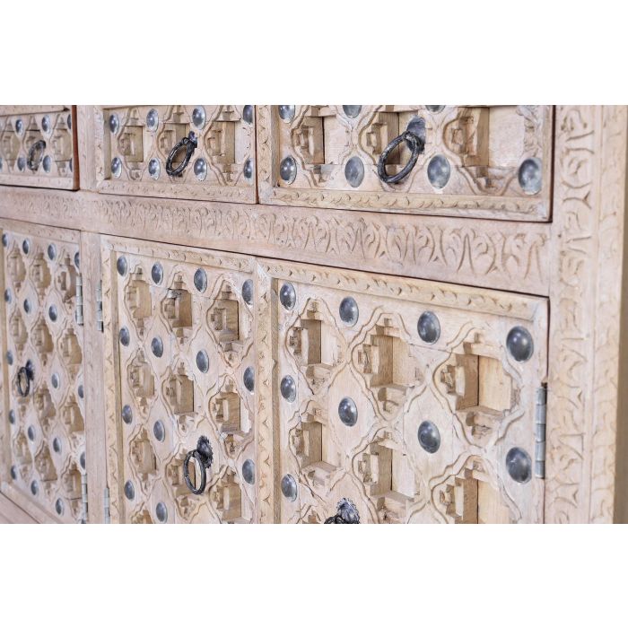 Giner y Colomer Aparador Madera de Mango Natural 190 cm 4 Puertas 4 Cajones 5