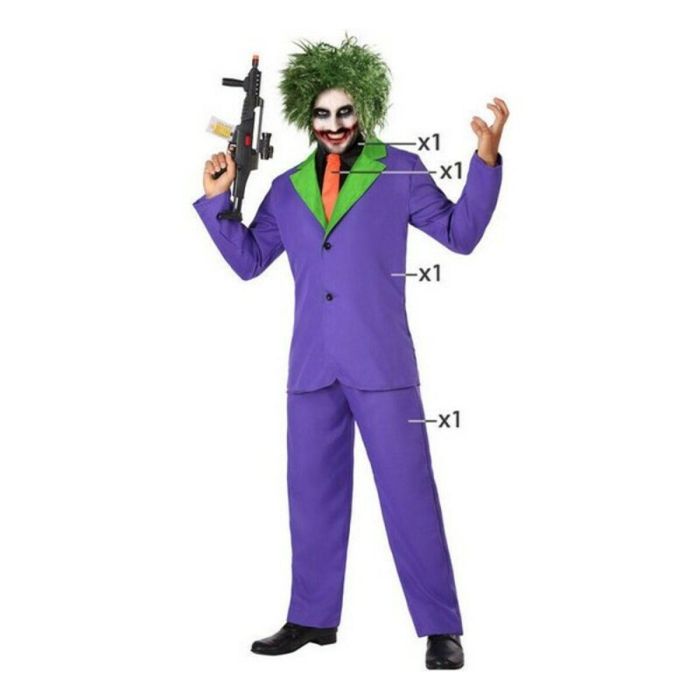 Disfraz para Adultos Joker Morado Asesino (3 Piezas) 3 Disfraz para Adultos Joker Morado Asesino (3 Piezas) 3