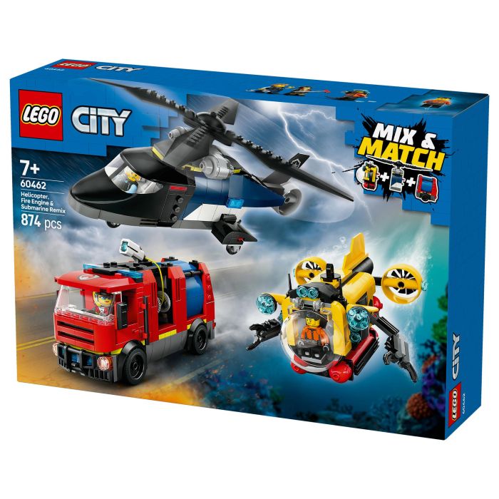LEGO 60462 Helicóptero, Cami3n Bomberos Y Submarino