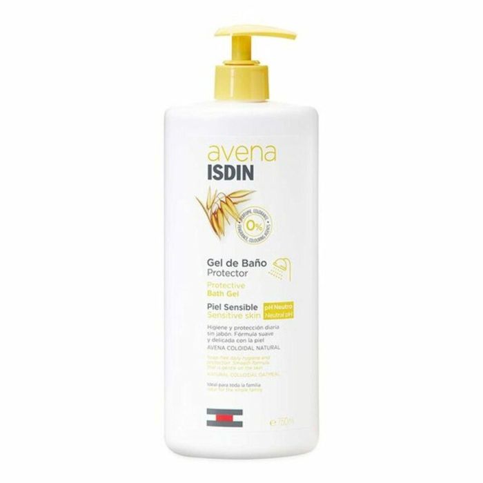 Isdin Gel de Baño Protector con Avena Coloidal Pura para Piel Sensible y Delicada, Hidratante y Suavizante Familiar 750 ml