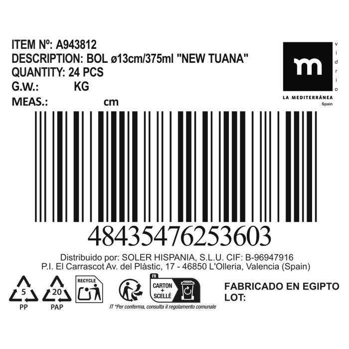 Bol 13 cm/375 ml New Tuana - La Mediterranea (24 Unidades) 2 Bol 13 cm/375 ml New Tuana - La Mediterranea (24 Unidades) 2