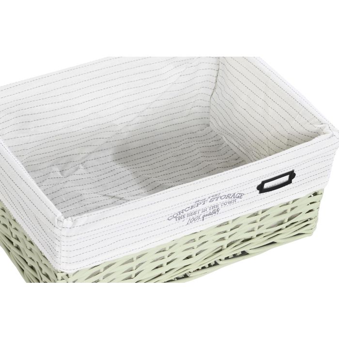 DKD Home Decor Cestas de Ropa para Almacenamiento, Juego de 5 Unidades, Mimbre y Poliéster, Verde, 44x34x56 cm 1