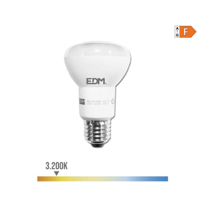 Edm Bombilla reflectora LED R63 E27 7W 600LM 3200K luz cálida 120° Ø6,3x10,2cm